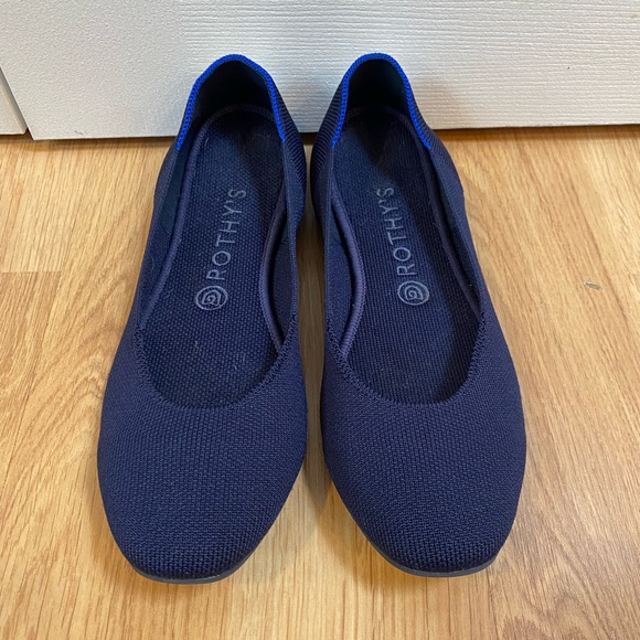 Rothy's Shoes - Rothys Navy Blue Square Toe Flats Size 9.5